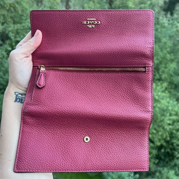 COACH Vintage Pink Pebbled Leather Trifold Wallet with Gold Hardware AUTHENTIC - Picture 4 of 7